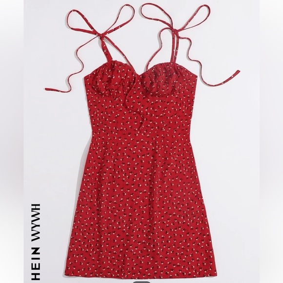 Red Floral Mini Dress - Picture 4 of 4